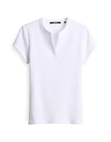 someday Kurzarmshirt Shirt Kleoh - Figurbetont und trendy - Stylisches T-Shirt mit schmaler Passform, Stehkragen und V-Ausschnitt, ideal für einen modernen Look. Hergestellt aus BCI Cotton Mix für umweltbewussten Komfort.