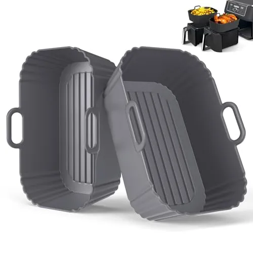 Marsgarlan Airfryer Silikonform 2 Stück für Ninja Dual Zone AF400EU/EUCP AF200EU, COSORI, Russell Hobbs, Silikoneinsatz für Heißluftfritteuse 7.6L 8L 8.5L 9L 9.5L, Wiederverwendbares Silikon Zubehör