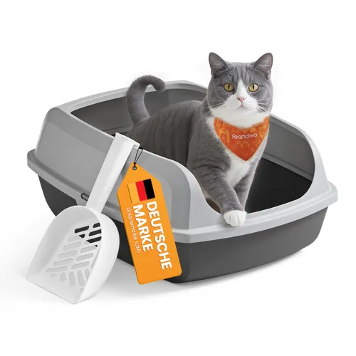 Feandrea Katzenklo mit hohen Seitenwänden, XL, offene Katzentoilette, mit Schaufel