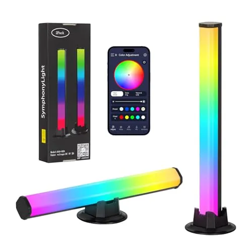 Todeco LED Lightbar - RGB Ambient Lampe mit Musik-Synchronisation - Stimmungslichter mit 180° Beleuchtung und 16 Millionen Farben, perfekt für Gaming, Deko und Raumgestaltung. Steuern Sie die Lichter bequem via App oder Tasten.