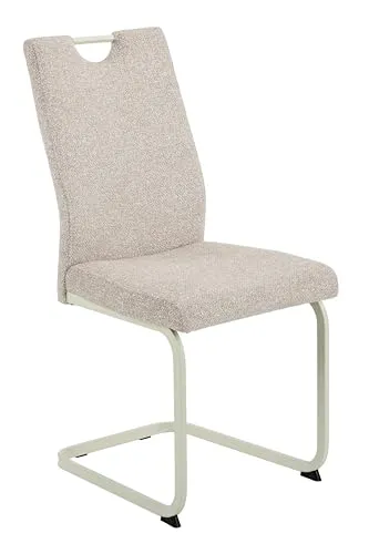 Hela Küchenstuhl Tivoli, Freischwinger in Creme Boucle-Optik