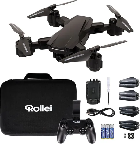 ROLLEI FLY 60 Combo Quadrokopter - Schwarz, HD-Kamera mit Live-Bild-Übertragung, stabiler Flug und 360°-Flip möglich