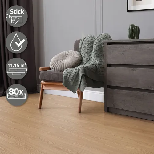 ML-DESIGN Selbstklebende Vinyl-Dielen Eiche Sundance - Vinylboden in Eiche Sundance, wasserresistent und rutschfest. Ideal für Küchen und Badezimmer, einfach zu verlegen und pflegeleicht – für stilvolle Räume!