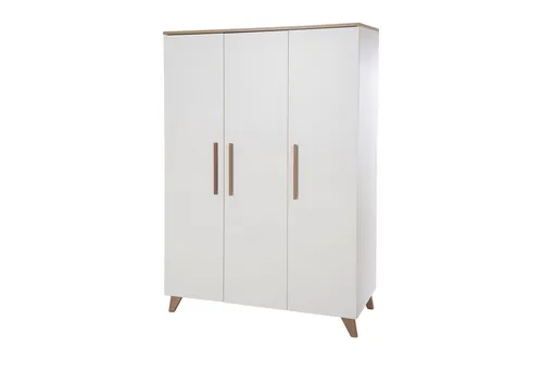 roba® Kinderkleiderschrank Ole - 3-türiger Schrank in Weiß und Wotan Eiche - Kleiderschrank für Kinderzimmer mit 3 Türen, Soft-Close-Funktion und Massivholzgriffen für hohe Stabilität und zeitlose Eleganz.