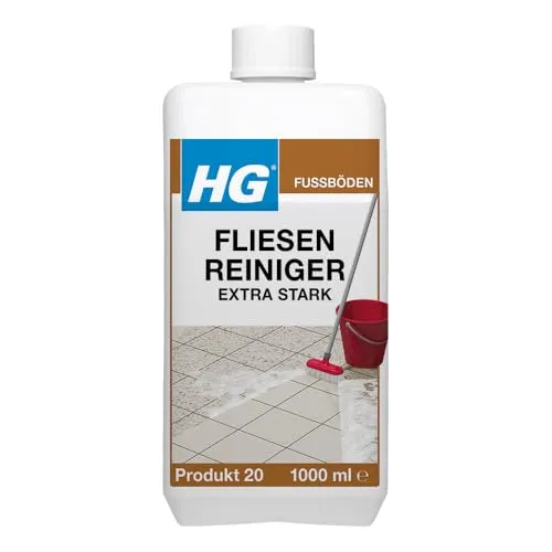 HG Grundreiniger Fliesen Reiniger extra stark, 1 Liter - Bodenreiniger für Fliesen und Naturstein, entfernt hartnäckigen Schmutz, Fett und alte Schutzschichten. Ideal für professionelle und private Anwendungen.