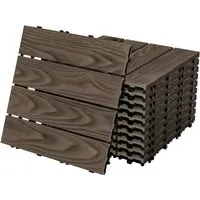 ML-Design 22xWPC Terrassenfliesen Dunkelbraun 30x30cm - Fliesen für Balkon und Terrasse, einfache Verlegung dank Stecksystem, wetterbeständig und pflegeleicht – für ein stilvolles Ambiente im Außenbereich.