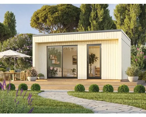Produktbild Gartenhaus Palmako Johanna 19,4 m² inkl. Fußboden 562 x 448 cm natur