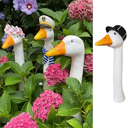 OF Gänsehals Gartenstecker Gans - Höhe 35 bis 38 cm groß - Deko Gartenfiguren für außen (Cappy)
