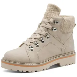 Tamaris Winterboots im Bergsteigerlook, vegane Verarbeitung, beige 40 EU - Wanderschuhe mit Blockabsatz und Schnürung, ideal für kalte Tage dank warmem Futter und veganer Verarbeitung. Stylisch und funktional für Outdoor-Abenteuer.