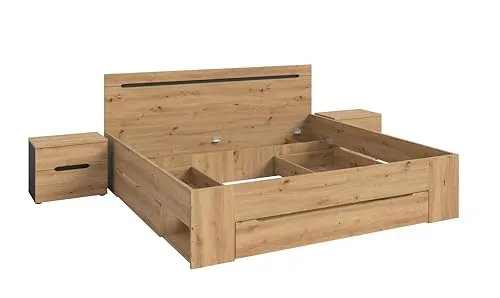 Produktbild xonox.home Schlafzimmer-Set Canu, 3-teilig mit Nachtkommoden und Bett 180x200