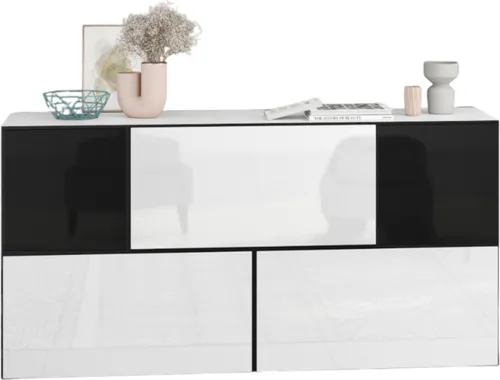 Sideboard VARIANTO 3 Schrank Set 5 tlg. in Weiß und Schwarz
