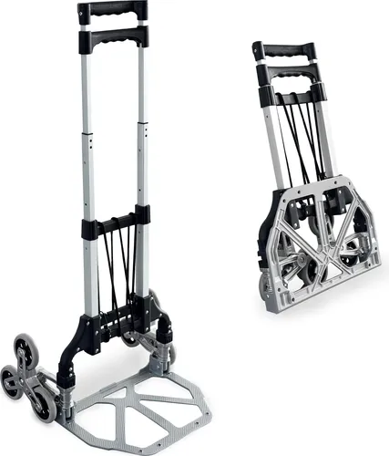 Grafner Treppensteiger Sackkarre klappbar - 200kg Belastbarkeit - Sackkarren für mühelosen Transport über Treppen und Bordsteine, ausgestattet mit pannensicheren sternförmigen Rädern und klappbarem Design für platzsparende Aufbewahrung.