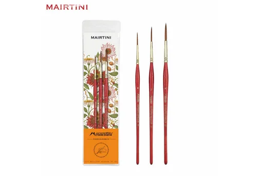Mairtini Pinsel Set - 3 Feine Detailpinsel für Künstler - Das Mairtini Pinsel Set mit 3 hochwertigen Rundpinseln (Größe 0/2/4) sorgt für präzise Strichführung und hohe Wasseraufnahme. Ideal für detailreiche Kunstwerke und Aquarelltechniken.