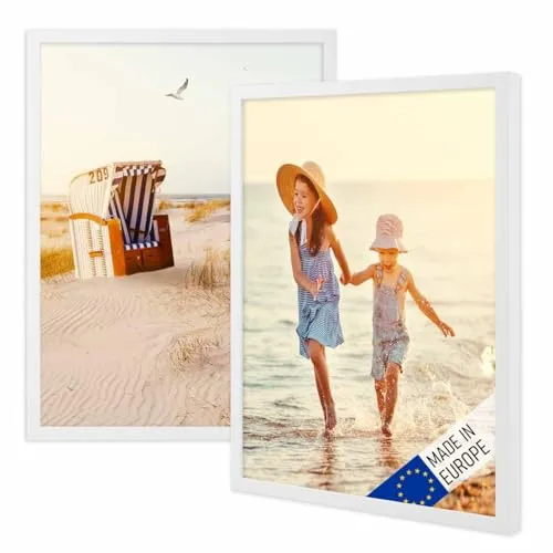 PHOTOLINI Bilderrahmen 2er Set aus Massivholz mit Acrylglasscheibe - Robuste Holzrahmen im modernen Design, ideal für die Dekoration von Wohnräumen. Bruchsichere Acrylglasscheibe schützt Ihre Erinnerungen und setzt sie perfekt in Szene.