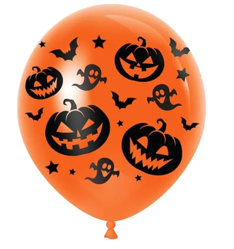 FIESTAS GUIRCA 10 Kürbis-Luftballons (30 cm), Halloween-Dekoration und Kostümpartys, ideal für Geisterfeiern, Fledermäuse und Themenveranstaltungen, Orange