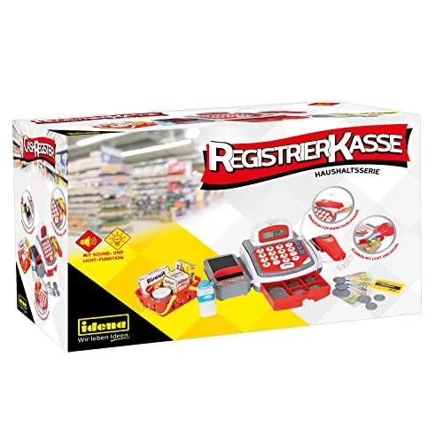 Idena Kinder-Registrierkasse mit Licht und Sound - Geräte für den Kaufladen, mit Licht und Sound für ein interaktives Spielvergnügen.