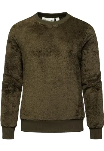 Produktbild REPUBLIX Damen Sweatshirt Teddy Pulli Sweatjacke Plüsch Hoodie Pullover RD-021 Khaki L