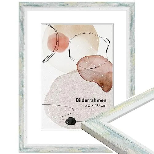 WANDStyle Bilderrahmen 15x20 Türkis, moderner Bilderrahmen Holz, hochwertiger Holzbilderrahmen, Posterrahmen zum Aufhängen und Aufstellen, Rahmen 20x15 cm, Fotorahmen H490 - Made in Germany