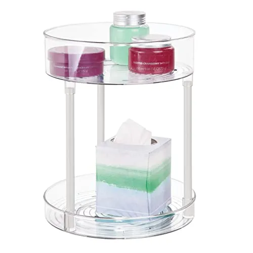 mDesign Regal Organizer 2 Etagen drehbar – Kosmetik Aufbewahrung - Cleverer Kosmetik Organizer mit 2 Etagen für optimalen Stauraum. Die drehbare Konstruktion ermöglicht einen schnellen Zugriff auf Ihre Pflegeprodukte. Robuste Materialien sorgen für Langlebigkeit und einfache Reinigung.