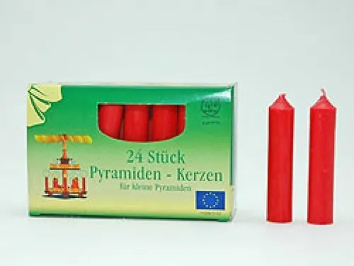 Pyramidenkerzen 24 Stück im Fotokarton für kleine Pyramiden 7cm x 14mm ROT