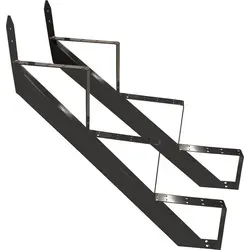 Treppenrahmen 3 stufig Stahl-Treppe Anthrazit Treppenholm Geschosshöhe 53cm - Grau