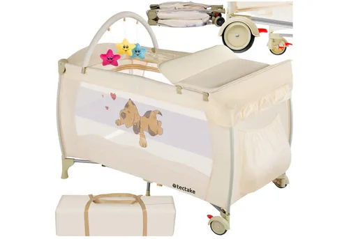 tectake Baby-Reisebett in beige von tectake