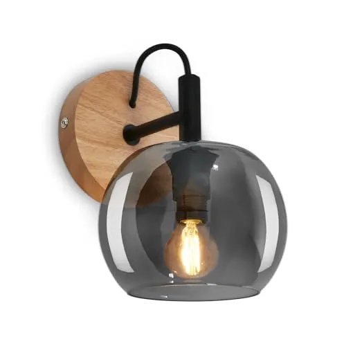 BRILONER Leselampe Wandleuchte Schwarz mit Rauchglas - Elegante Wandleuchte in Schwarz mit hochwertigem Rauchglas, ideal für gezielte Beleuchtung in Schlafzimmer, Wohnzimmer oder Flur. Flexibel einsetzbar mit E14-Leuchtmitteln bis 10W für angenehmes Licht.