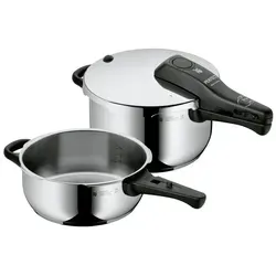 WMF Schnellkochtopf Perfect - 2-teiliges Set mit 4,5 l Schnellkochtopf und 3,0 l Bratpfanne, rostfreier Cromargan Edelstahl und spülmaschinengeeignet