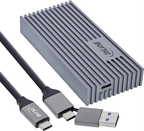 InLine USB4-Gehäuse für M.2 NVMe SSDs, 40Gb/s - Externe Festplattengehäuse mit ultraschneller 40Gb/s Datenübertragung, kompatibel mit Thunderbolt 3/4 und ideal für professionelle Anwendungen.