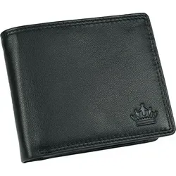 Geldbörse Herren Portemonnaie Schwarz Echt Leder Börse Querformat Geldbeutel RFID-Schutz MANZA® - Schwarz