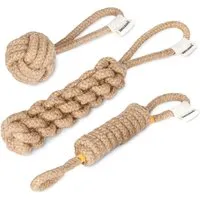 Rudelkönig Zerrspielzeug Seilspielzeug für Hunde - 3er Set aus 100% Baumwolle - Kauspielzeug für Hunde, unzerstörbares Zerrspielzeug aus bissfester, schadstofffreier Baumwolle – ideal für alle Hunderassen und leicht zu reinigen.