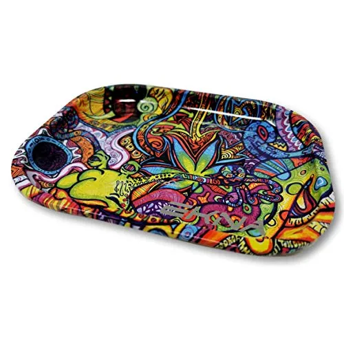 EKNA Rolling Tray - 18x14x1,6cm - Bröselschale - Mischeschale - Rolling Tablett - Rolling Tray small versch. Designs (Colorfull Art)