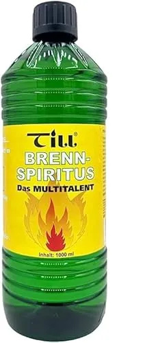 Till Brennspiritus 1 Liter, Reiniger und Brennstoff, 94% Ethanol, hochwertiger Spiritus Allrounder für Freizeit, Hobby, Auto, Haushalt, Gewerbe und Industrie