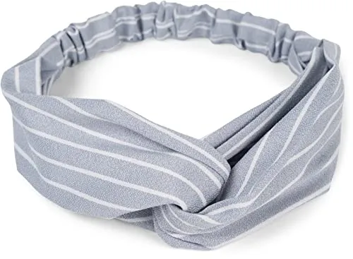 styleBREAKER Damen Haarband mit Streifen Muster, Twist Knoten und Gummizug, Stirnband, Headband, Pinup, Rockabilly 04026038, Farbe:Hellgrau