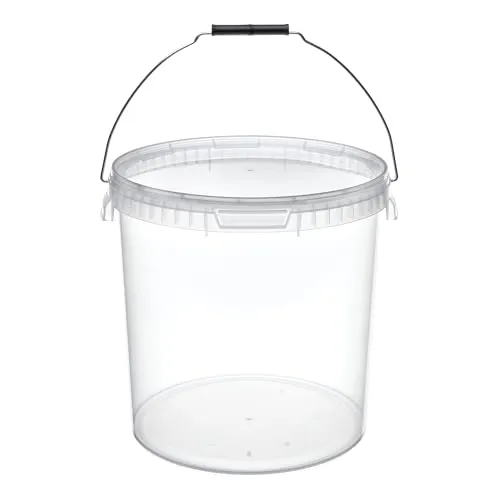 Garronda Eimer mit Deckel 20 L für die Lagerung von Lebensmittel- und Chemischen Produkten Transparent 10 Stück GD-0116