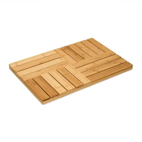 Bambus Badematte - Rutschfeste Duschmatte im Mosaik-Design - Badvorleger aus Bambus mit rutschfester Oberfläche, ideal für Dusche und Sauna. Perfekt für drinnen und draußen, sorgt für Sicherheit und Stil in Ihrem Badezimmer.
