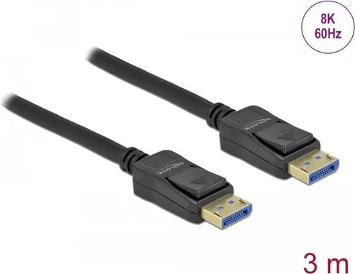 Delock - DisplayPort-Kabel - DisplayPort (M) zu DisplayPort (M) - DisplayPort 2,0 - 3,0m - unterstützt 10K 60 Hz (10,240 x 4320) - Schwarz (80263)