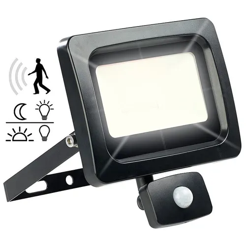 Luminea LED-Fluter mit PIR-Sensor, 30 Watt, 2.400 Lumen, warmweiß, IP44