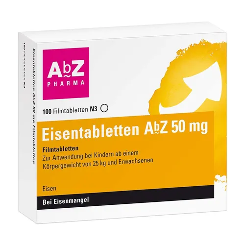 Eisentabletten-ratiopharm N 50 mg Filmtabletten 100 St von AbZ-Pharma