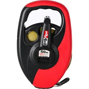 KS-Tools Maßband 300.0056, 50m Stahlband mit Kurbel - Messbänder & Zollstöcke, robustes Stahlband mit guter Ablesbarkeit und einfacher Befestigung dank Nagelöse, ideal für Bau- und Industrieanwendungen.