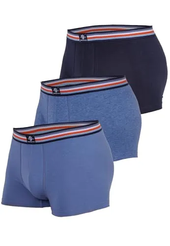 HAASIS BODYWEAR, Herren Pants, GOTS zertifiziert, 3er Pack ohne Eingriff, doppelter Fronteinsatz, Single Jersey, Bio Baumwolle/Elasthan, Webgummibund, Größe:XL, Farbe:navy/poseidon/Stahl