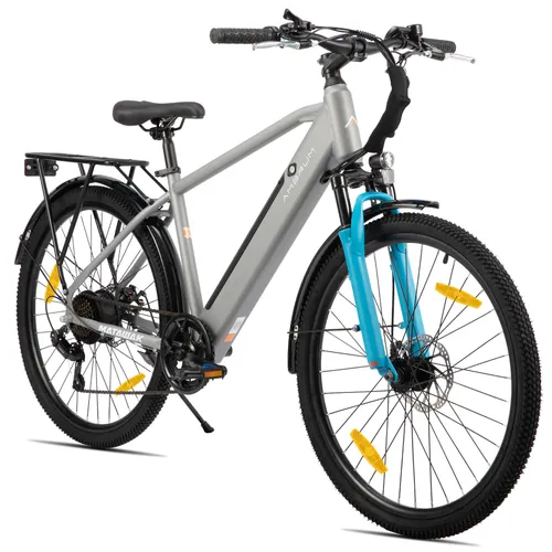 Hiland 26 Zoll E-Mountainbike mit 250W Motor und 7 Gängen - Das 26-Zoll E-Mountainbike bietet eine kraftvolle Unterstützung mit einem 250W Motor, ideal für den Stadtverkehr und Ausflüge. Inklusive Gepäckträger und Schutzblechen für maximalen Komfort und praktische Nutzung.