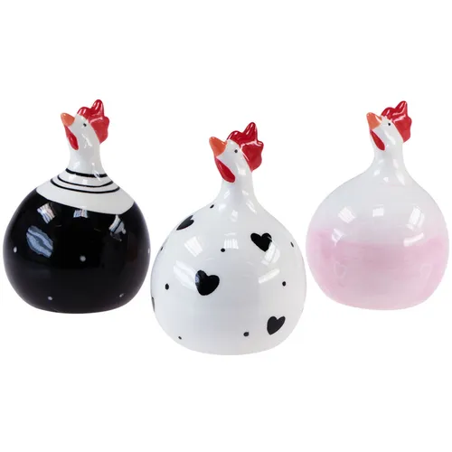 Deko Hühner Osterdeko Figuren Hahn Set 11,5cm 3er Pack Keramik Osterdeko