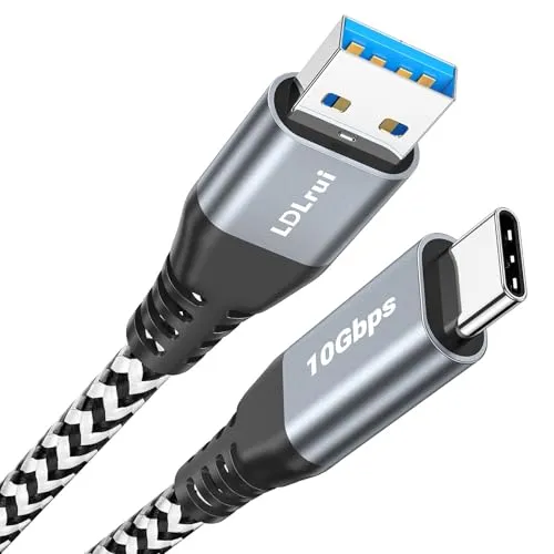USB-C zu USB-A 3.2 Gen 2 Kabel - Superschnelle 10Gbps Datenübertragung - USB-Kabel mit 10 Gbps Übertragungsgeschwindigkeit, ideal für schnelle Datenübertragungen und Schnellladen bis zu 3.1A. Hergestellt aus langlebigem Nylon, hält über 30.000 Biegungen stand.
