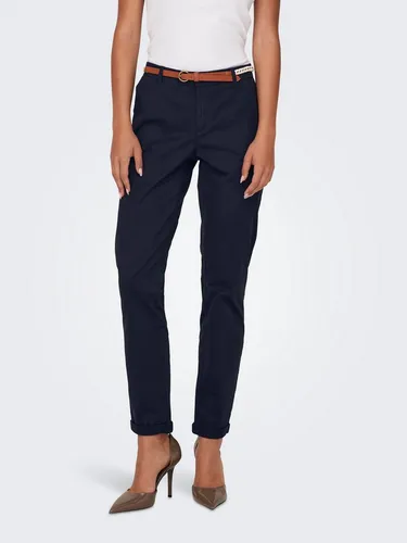 ONLY Chinohose ONLBIANA – Modische Chinohose mit Gürtel und Umschlagsaum - Stylische Chinohose in Night Sky, slim fit, aus elastischer Baumwollmischung. Ideal für modische Looks und bequem im Alltag. Maschinenwaschbar und mit praktischen Eingrifftaschen.