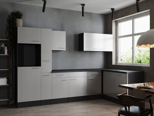 Respekta Eckküche Oliver - Grau/Weiß, Metall, 310x172 cm - Moderne Respekta Eckküche Oliver in Grau und Weiß. Mit 1 Schublade und flexibler Montageoption. Ideal für platzsparende Küchenlösungen und stilvolle Einrichtung.