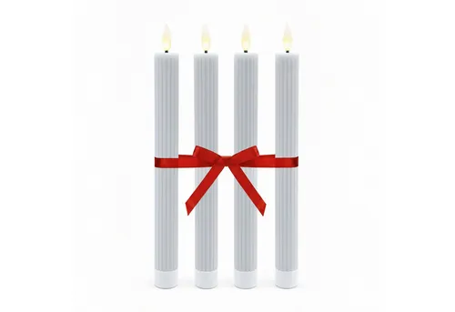relaxdays LED-Kerze LED Stabkerzen 4er Set, Hellgrau in silber von Relaxdays