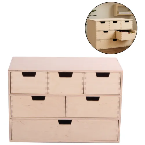 Schubladenbox aus Holz Organizer Minikommode - Creative Deco - Boxen mit 6 Schubfächern aus hochwertigem Holz, ideal zur Aufbewahrung und Organisation von kleinen Gegenständen, freistehend und ohne Montage.