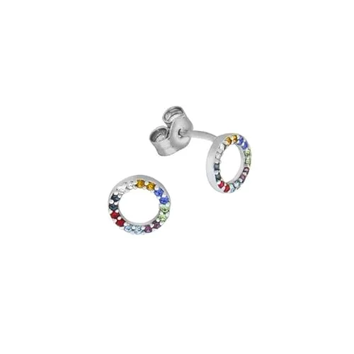 Ohrschmuck Ohrstecker 925 Sterling Silber mit bunten Kristallen - Elegante Ohrstecker aus rhodiniertem Sterlingsilber mit 32 bunten Kristallen, perfekt für schicke Anlässe. Inklusive Geschenketui.