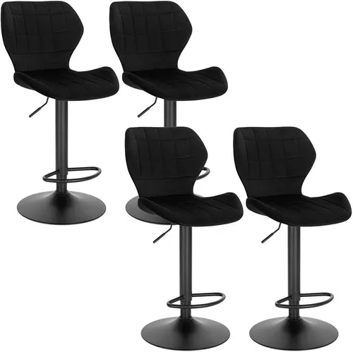 Woltu Barhocker (4 St), höhenverstellbarer 360° Drehstuhl in Schwarz - Stylischer Barhocker aus Samt, höhenverstellbar von 60-82 cm und 360° drehbar. Ideal für Wohnzimmer und Bars, bietet er hohen Sitzkomfort und Stabilität bis 120 kg.